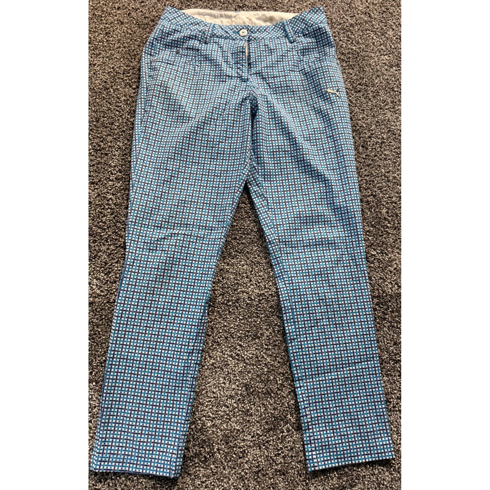 Puma Golf Womens Blue Geometric Print DryCell Pants 565293 Size 2